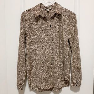 H&M Long Sleeve Animal Print Button Up Blouse